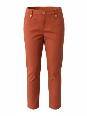 Rust Orange Women's Casual Pants with Gold Button Detail Ellen Tracy Size 6